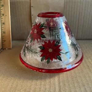 Elegant Red and Green Holiday Glass Candle Shade